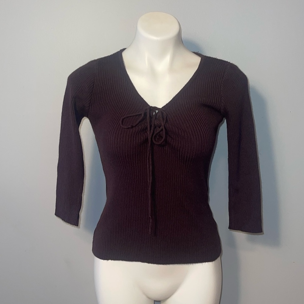 Brylane Ladies dark purple ribbed pullover size 6/8 with 3/4 sleeves. Vintage